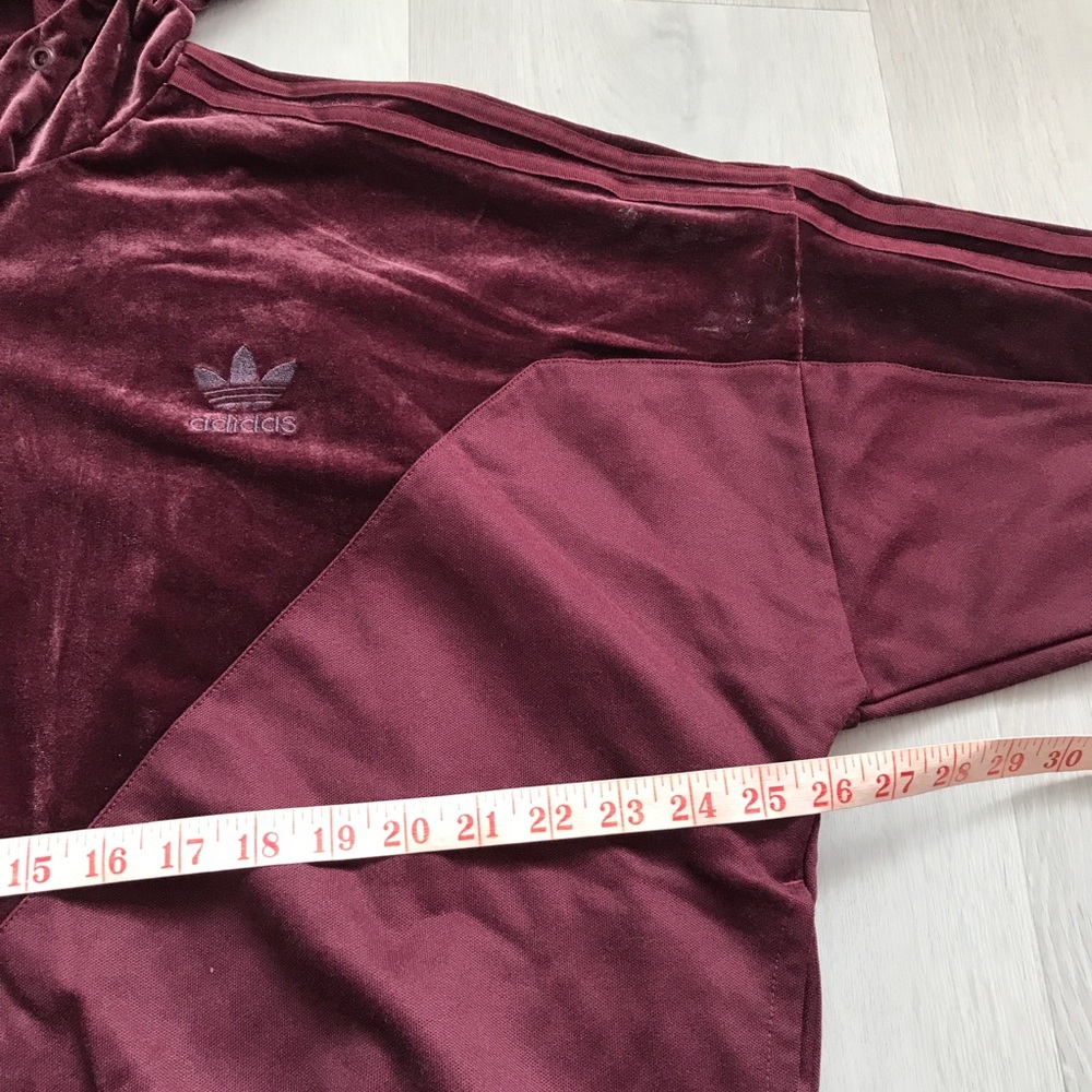 ADIDAS VELOUR TRACK JACKET ZIP UP OVERSIZED HOODIE WOMENS MEDIUM - Picture 8 of 12